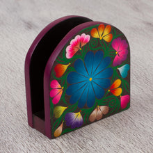 Load image into Gallery viewer, Hand-Painted Copal Wood Napkin Holder from Mexico - Flowering Tradition | NOVICA