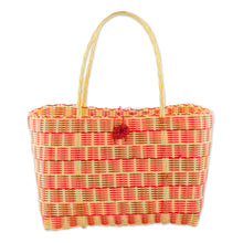 Load image into Gallery viewer, Handwoven Tote in Strawberry Red and Cornsilk - Delightful Day in Strawberry | NOVICA