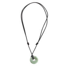 Load image into Gallery viewer, Light Green Circular Jade Pendant Necklace from Guatemala - Mayan Circle of Love | NOVICA