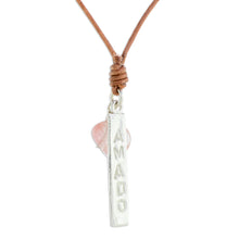 Load image into Gallery viewer, Romantic Rose Quartz Pendant Necklace from Guatemala - Loved | NOVICA