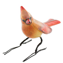 Load image into Gallery viewer, Handmade Cardinal Clay Bird Figurine from Guatemala - Cardinal Beauty | NOVICA