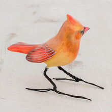 Load image into Gallery viewer, Handmade Cardinal Clay Bird Figurine from Guatemala - Cardinal Beauty | NOVICA