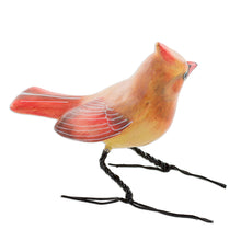 Load image into Gallery viewer, Handmade Cardinal Clay Bird Figurine from Guatemala - Cardinal Beauty | NOVICA