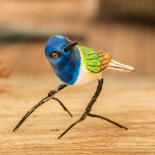 Load image into Gallery viewer, Guatemalan Handmade Jacobin Hummingbird Clay Bird Figurine - Jacobin Hummingbird | NOVICA