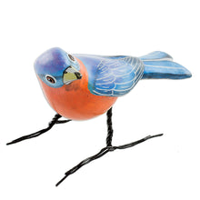 Load image into Gallery viewer, Guatemalan Handmade Eastern Bluebird Ceramic Bird Figurine - Eastern Bluebird | NOVICA
