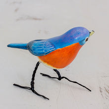 Load image into Gallery viewer, Guatemalan Handmade Eastern Bluebird Ceramic Bird Figurine - Eastern Bluebird | NOVICA