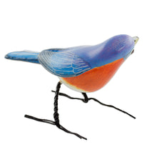 Load image into Gallery viewer, Guatemalan Handmade Eastern Bluebird Ceramic Bird Figurine - Eastern Bluebird | NOVICA