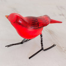 Load image into Gallery viewer, Hand Sculpted, Hand Painted Ceramic Cardinal Figurine - Cardinal | NOVICA