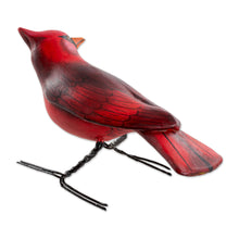 Load image into Gallery viewer, Hand Sculpted, Hand Painted Ceramic Cardinal Figurine - Cardinal | NOVICA