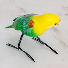 Load image into Gallery viewer, Hand Sculpted Ceramic Yellow Headed Parrot Figurine - Yellow-Headed Parrot | NOVICA