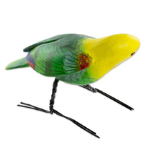 Load image into Gallery viewer, Hand Sculpted Ceramic Yellow Headed Parrot Figurine - Yellow-Headed Parrot | NOVICA