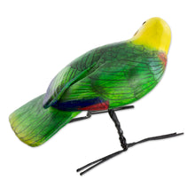 Load image into Gallery viewer, Hand Sculpted Ceramic Yellow Headed Parrot Figurine - Yellow-Headed Parrot | NOVICA