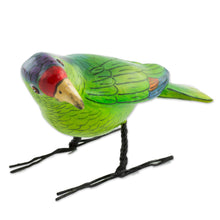 Load image into Gallery viewer, Guatemala Handcrafted Ceramic Lilac-Crowned Parrot Figurine - Lilac-Crowned Parrot | NOVICA