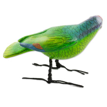 Load image into Gallery viewer, Guatemala Handcrafted Ceramic Lilac-Crowned Parrot Figurine - Lilac-Crowned Parrot | NOVICA