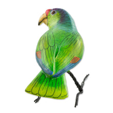 Load image into Gallery viewer, Guatemala Handcrafted Ceramic Lilac-Crowned Parrot Figurine - Lilac-Crowned Parrot | NOVICA