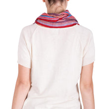 Load image into Gallery viewer, Loom Woven Striped Rayon Infinity Scarf from Guatemala - Tenderness | NOVICA