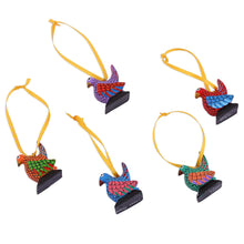 Load image into Gallery viewer, Wood Alebrije Chicken Ornaments (Set of 5) from Mexico - Sweet Chickens | NOVICA