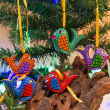 Load image into Gallery viewer, Painted Wood Alebrije Whale Ornaments (Set of 5) from Mexico - Sweet Whales | NOVICA