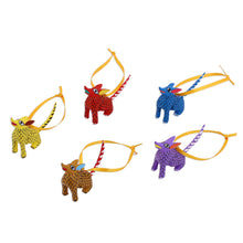 Load image into Gallery viewer, Wood Alebrije Coyote Ornaments (Set of 5) from Mexico - Sweet Coyotes | NOVICA