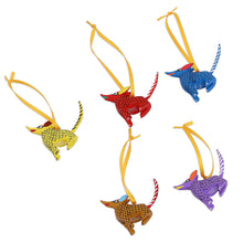 Load image into Gallery viewer, Wood Alebrije Coyote Ornaments (Set of 5) from Mexico - Sweet Coyotes | NOVICA