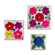 Load image into Gallery viewer, Three Tin Nesting Boxes with Floral Designs from Mexico - Floral Companions | NOVICA