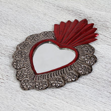 Load image into Gallery viewer, Repousse Style Handcrafted Tin Wall Mirror from Mexico - Passionate Reflection | NOVICA