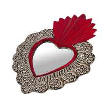 Load image into Gallery viewer, Repousse Style Handcrafted Tin Wall Mirror from Mexico - Passionate Reflection | NOVICA
