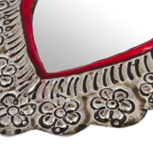 Load image into Gallery viewer, Repousse Style Handcrafted Tin Wall Mirror from Mexico - Passionate Reflection | NOVICA