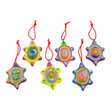 Load image into Gallery viewer, Handcrafted Guatemalan Ceramic Turtle Ornaments (Set of 6) - Tropical Turtles | NOVICA