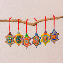Load image into Gallery viewer, Handcrafted Guatemalan Ceramic Turtle Ornaments (Set of 6) - Tropical Turtles | NOVICA