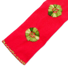 Load image into Gallery viewer, Red Hand Woven Cotton Bookmark with Embroidery - Storyteller | NOVICA