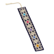 Load image into Gallery viewer, Handwoven Multi-Color Embroidered Cotton Bookmark - Star Garden | NOVICA