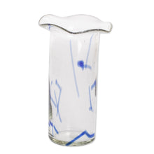 Load image into Gallery viewer, Hand-Blown Recycled Glass Vase from Guatemala - Blue Frost | NOVICA