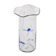 Load image into Gallery viewer, Hand-Blown Recycled Glass Vase from Guatemala - Blue Frost | NOVICA