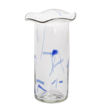 Load image into Gallery viewer, Hand-Blown Recycled Glass Vase from Guatemala - Blue Frost | NOVICA
