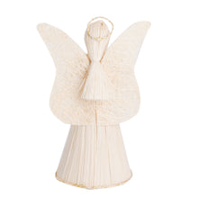 Load image into Gallery viewer, Handcrafted Natural Fiber White Angel with Bouquet - Angel with Flowers | NOVICA