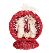 Load image into Gallery viewer, Red Handcrafted Natural Fiber Nativity Scene with Star - Star Nativity in Red | NOVICA