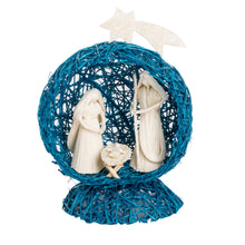 Load image into Gallery viewer, Blue Handcrafted Natural Fiber Nativity Scene with Star - Star Nativity in Blue | NOVICA