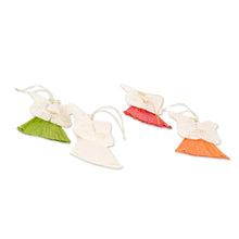 Load image into Gallery viewer, Handcrafted Natural Fiber Angel Holiday Ornaments (Set of 4) - Angels with Bouquets | NOVICA