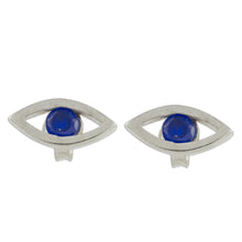 Load image into Gallery viewer, Handcrafted Sterling Silver Blue Eyed Button Earrings - Beautiful Baby Blues | NOVICA