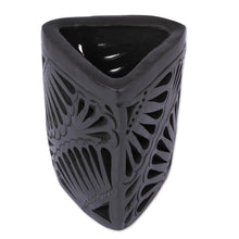 Load image into Gallery viewer, Oaxaca Barro Negro Triangular Ceramic Pencil Holder - Oaxacan Twilight | NOVICA
