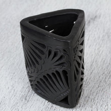 Load image into Gallery viewer, Oaxaca Barro Negro Triangular Ceramic Pencil Holder - Oaxacan Twilight | NOVICA