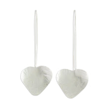 Load image into Gallery viewer, Handcrafted Heart Shape Sterling Silver Drop Earrings - Valentine Flora | NOVICA