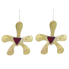 Load image into Gallery viewer, Handcrafted Hammered Brass Spider Orchid Drop Earrings - Spider Orchid | NOVICA