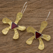 Load image into Gallery viewer, Handcrafted Hammered Brass Spider Orchid Drop Earrings - Spider Orchid | NOVICA