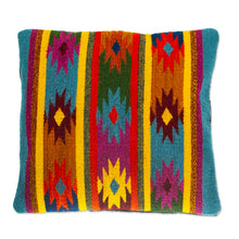 Load image into Gallery viewer, Geometric and Striped Pattern Zapotec Cotton Cushion Cover - Geometric Valley | NOVICA
