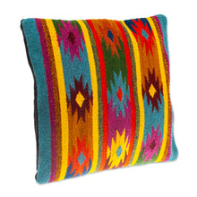 Load image into Gallery viewer, Geometric and Striped Pattern Zapotec Cotton Cushion Cover - Geometric Valley | NOVICA