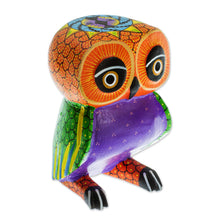 Load image into Gallery viewer, Mexican Hand Painted Copal Wood Owl Alebrije Sculpture - Nocturnal Mirage | NOVICA