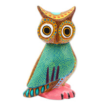 Load image into Gallery viewer, Hand-Carved Copal Wood Owl Alebrije Sculpture from Mexico - Dream Vision | NOVICA