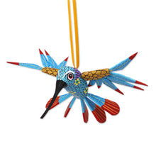Load image into Gallery viewer, Handcrafted Copal Wood Alebrije Bird Ornament - Hummingbird Song | NOVICA